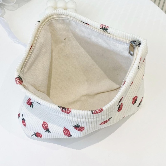 Strawberry Print Clutch Make up Pencil Bag - Picture 5 of 6